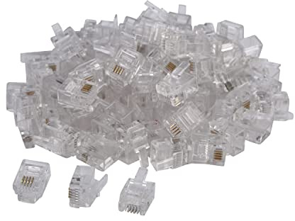 Seefeful 100 Pack RJ11 6P4C Phone Modular Telephone Cord Connector Adapter Crimp (6P4C)