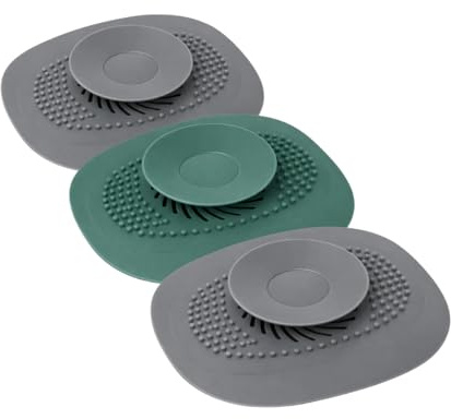 VENTEO - BlocTOUT Kit de 3 Passoires de Cuisine en TPR Souple | Filtre Évier Cuisine pour Retenir Poils et Saletés | Accessoire Rangement et Organisation de Cuisine pour Évier Cuisine et Bain Lavabos