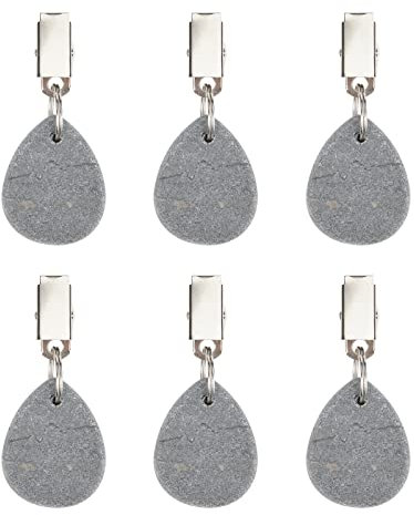 WHC Tischdeckenbeschwerer für Draußen, 6 Stück Tischdeckenklammern Halter Draußen Tischtuchbeschwerer Gewichte Tischdecke Schwer für Duschvorhang, Tischdeckengewichte Extra Schwer, Vorhang (Grau)