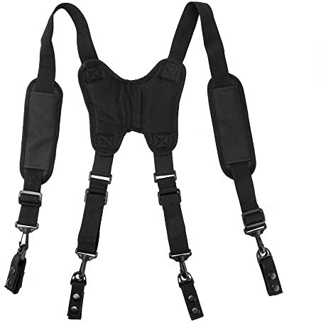 DONGKER Taktische Hosenträger, Polizei Dienstgürtel mit 4 Schlaufenbefestigungen, Verstellbare Herren Werkzeuggürtel-Hosenträger Gepolstert, Schwarz