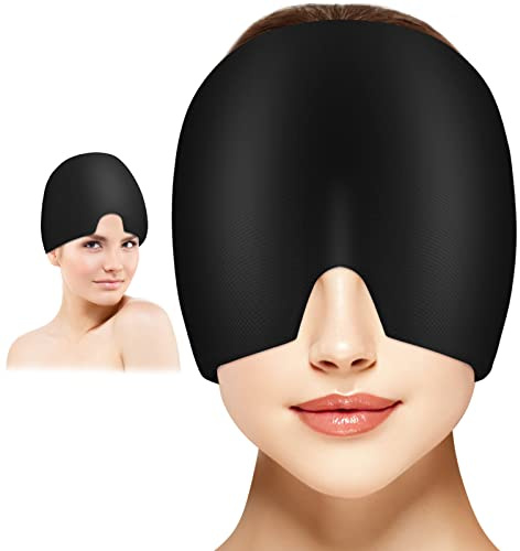 ACWOO Aggiornamento Cappello per Emicrania, Riutilizzabile Cappello Mal di Testa Gel Ghiaccio, Doppio Strato Cuscinetti Terapia Caldo/Freddo per Alleviare L'emicrania, Occhi Gonfie e Sinus Stress