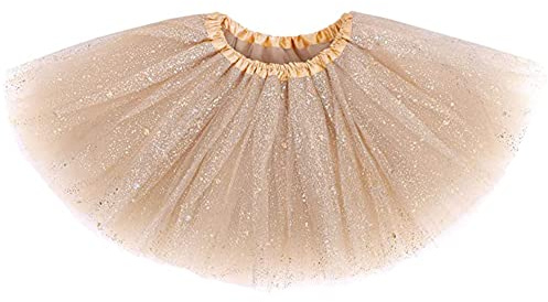 Gonna Tutu Bambina Gonna Balletto Tulle Elastico 3 Strati Costume Danza Principessa Delle Fate Quotidiano Performance Danza Carnevale Halloween Capodanno Compleanno Festa Vestito 2-9 Anni (Champagne)
