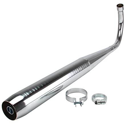 Citomerx Auspuffanlage + Schellen SET | Kompatibel mit Zündapp KS 50 Super Sport Typ 517-51 / KS 50 WC Typ 517-50