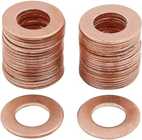 Lot de 40 rondelles d'étanchéité plates en cuivre de 10 mm de diamètre intérieur pour voiture