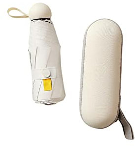 Ombrellone,Ombrellone da viaggio pieghevole,Ombrelloni anti-UV a 8 costole Ombrelloni anti-pioggia e sole Pieghevoli Capsula Ombrellone da spiaggia Mini Ombrello tascabile for donna ( Color : White wi