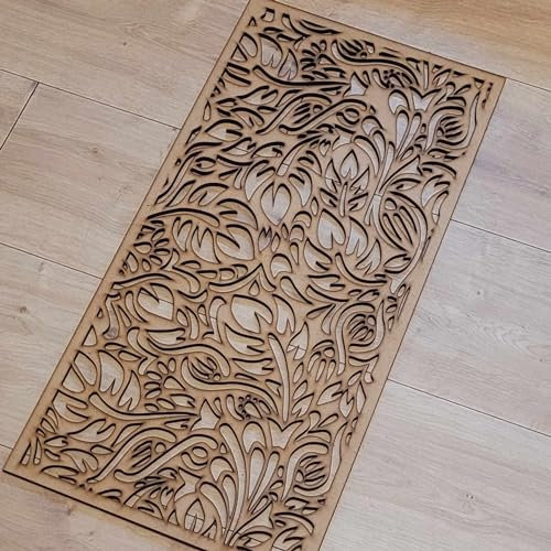 floral booker Trellis Grate Radiator Cabinet wall Decorative Screening-grille- Perforated MDF panel (600x300mm) 0142 (3mm thick MDF)