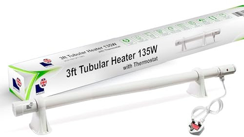 Morris Tubular Heater 1ft, 2ft, 3ft, 4ft Tube Heater With Built In Thermostat Green house Bathroom Conservatory (3FT (135w))