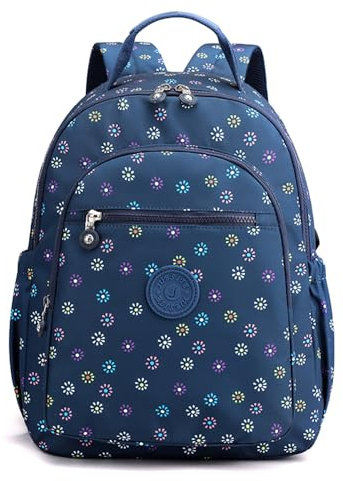 YANAIER Rucksack Damen Cityrucksack Wasserdicht Leichtgewicht Casual Daypack Tagesrucksack Mode Reisen Mädchen Schultaschen Laptop Rucksack Blaue Punkte