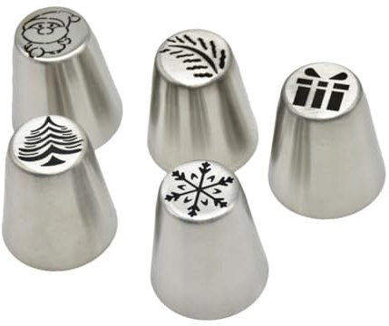 ABOOFAN 5stücke Teiliges Edelstahl Spritztüllen Christmas Cake Piping Tips Für Sahne Dekorieren Diy Backen Zubehör Für Kuchen Deko Zu Weihnachten Und Besonderen Anlässen