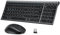 iClever Juego de teclado y ratón inalámbrico, Bluetooth con ratón, modo dual recargable (Bluetooth 5.0 + 2.4 G) teclado inalámbrico, para PC/portátil, diseño QWERTZ, negro y gris