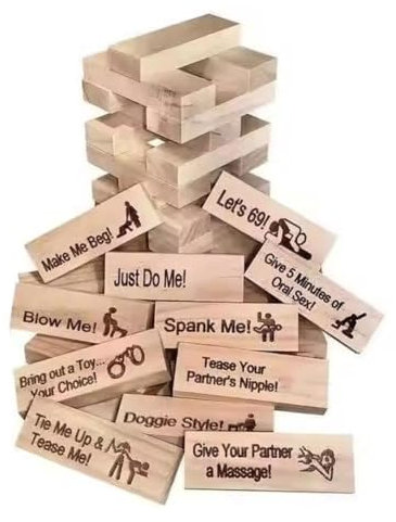 Generisch Lust Tower – 48 Stück Freches Blockturm-Spiel für Erwachsene – lustige Paaraktivität für Date-Nacht, Valentinstag und Partys, stapelbares Holzspiel für Erwachsene
