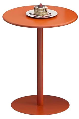 MEILISHAOMEI Stehtisch, runder Couchtisch, Teetisch, Beistelltisch, Kleiner Küchentisch mit Metallbeinen, Säulentisch, Esstisch in Thekenhöhe für 2–4 Personen, Orange (Größe: 60 x 72 cm)