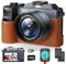 Fotocamera digitale 4K, 64 MP, doppia lente 18 X, zoom digitale, fotocamera compatta con scheda da 64 GB, schermo LCD da 3 pollici, macchina fotografica compatta Vlog per principianti, bambini