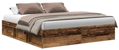 vidaXL Sängram utan madrass gammalt trä 200x200cm konstruerat trä, sovrumsmöbler, sängbotten, dubbelsäng, säng, sängbotten