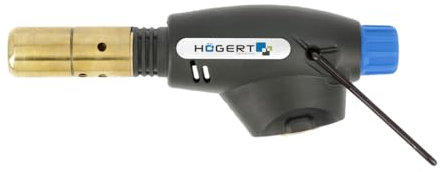 HÖGERT TECHNIK Lötbrenner, Gasbrenner für MAPP/Propangas, Piezo-Zündung, Flammenregelventil, 1,4 kW Leistung, max. 1850°C, Düse für präzise Arbeiten