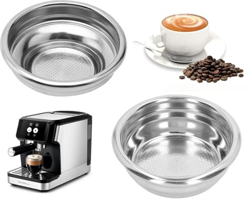 2 Piezas 58mm Filtro de Café Canasta de Filtro Espresso Easy Clean Filter | Reutilizable de Acero Inoxidable 1 y 2 Tazas Filtros para Cafetera Compatibles con Cafeteras Delonghi/Breville