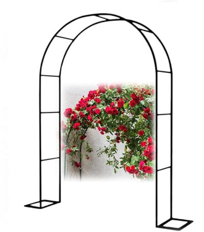 HFVUYAR Arco de jardín con Estructura de Acero, Resistente, para Rosas trepadoras, de 120 a 350 cm de Ancho, Ideal para Bodas, Color Negro, Blanco y Verde (Color: Negro, tamaño: 260 x 230 x 40 cm)
