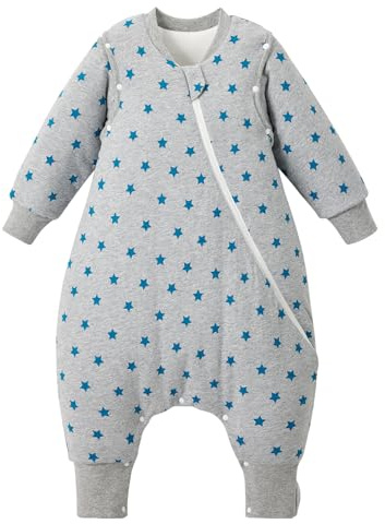 Duomiaomiao Baby Schlafsack mit Füßen 100% Baumwolle - Herbst/Winter Schlafsack 2.5 TOG, Schweißableitend & Atmungsaktiv(95CM/pentagramm)