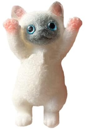 GIUSOBG Squishy kattleksak, squishy klibbig klämleksak, söt anti-stress klämkatt, fidget leksak, gåva för barn och vuxna (siamkatt)