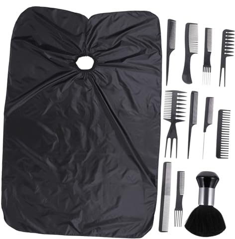 Friseurumhang Satz mit Haarschneidekamm und Ölkamm, 1 Satz Schwarz | Verstellbare Leicht Kunststoff , Polyester , Nylon zu Öffnen und Schließen Größe , Leicht zu Reinigen