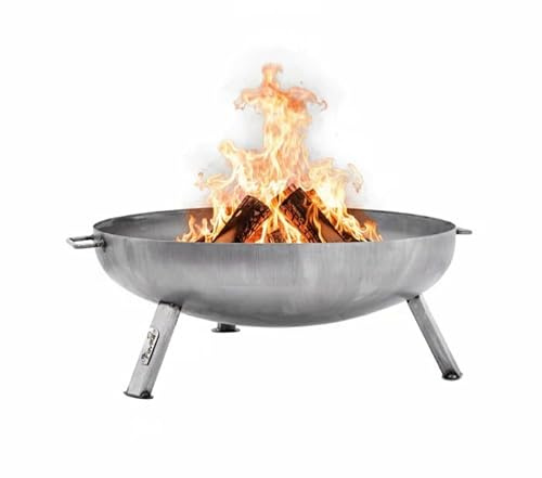 Feuerschale Garten 79 cm – Große Stahl Feuerstelle für Garten, Terrasse & Camping, 3 stabile Standbeine, zerlegbar, Outdoor Feuerschale für 4–6 Personen