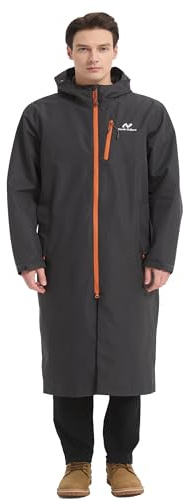 NORDIC OUTLAND Rain Jacket Men,Waterproof Breathable Long Raincoat with Hood Mesh Lining,Windbreaker for outdoor activities (UK, Alpha, XXL, Regular, Regular, Dark Grey B (Xtra Long)