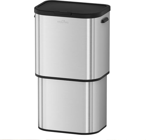 mVm Poubelle de cuisine, 70 L poubelle robuste à pression avec couvercle, fermeture en douceur et reste ouverte, poubelle à pression pour cuisine, bureau, dortoir, maison, chambres