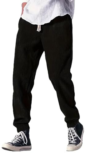 CPIDAH Pantaloni Velluto Uomo, Pantaloni Giapponesi Uomo Larghi Pantalone con Tasca Bodybuilding A Costine Eleganti con Coulisse Jogging Streetwear Baggy Pantalonis da Vita Elasticizzata