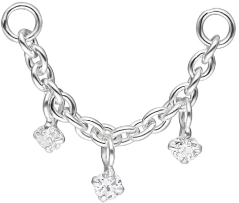 Wildcat Piercingkette - Crystal Pendants Piercing Connection Chain aus Silber, Körperstelle: Ohr, Nase