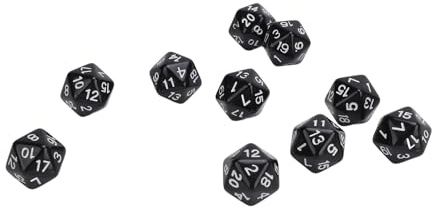 Hamwesh Set di Dadi Poliedrici, 10 Dadi a 20 Facce con Numeri Dorati per Giochi da Tavolo Dungeons and Dragons RPG (BLACK)