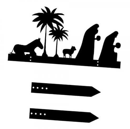 Fzaqwen 3 Pièces Silhouette Crèche Métal Panneau Extérieur Jardin Accessoires Décoratifs Tige Fer Facile à Installer Adaptés à Noël Chemin Décoration de Fête, Style C