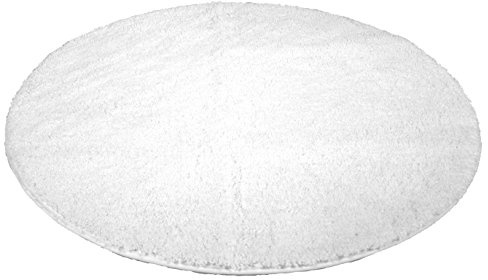 Kinzler J-10001/00 hochwertige Mikrofaser Badematte Uni, 90 cm, rund, flusenfrei, pflegeleicht, Weiss