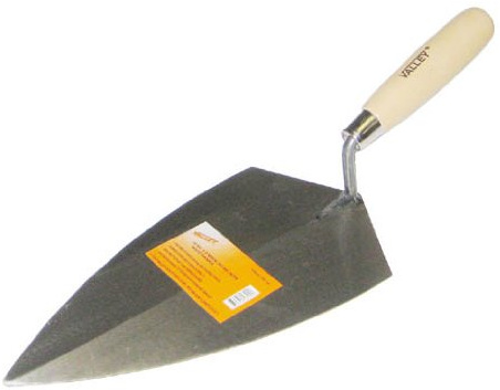 Brick Trowel with Wood Handle, Philadelphia Pattern, 10 x 5-1/2