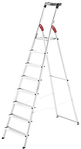Hailo 5_8933-001 Haushalt Sicherheit C50 Trittleiter, 3 Stufen, Aluminium