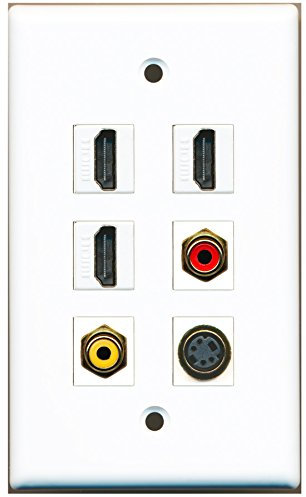 RiteAV – 3 HDMI 1 puerto RCA rojo 1 Puerto RCA amarillo 1 Puerto S-Video placa de pared