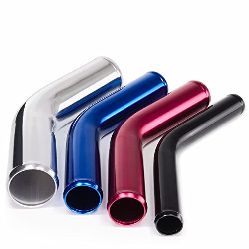 45° ALU-ROHRBOGEN AD-Ø 80mm Rot Alurohr poliert & gebördelt | AUSWAHL FARBEN & GRÖSSEN | Alu-Rohr-Bogen DIN EN T6063 Grad Aluminium Rohr Winkel Motor KFZ LLK Bogen Turbo Schlauch-Verbinder