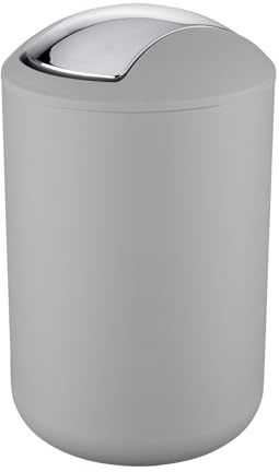 Wenko Sopkorg för Badrum med Svänglock, Grå, 6.5 l