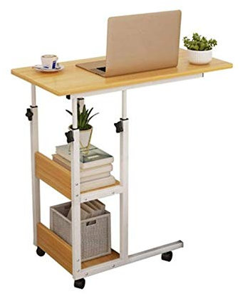 CHICTI Laptoptisch Höhenverstellbar, Mobiler Betttisch Auf Rollen, Bett-Beistelltisch for Krankenbett, Pflegebett, Mit 2 Schichten, Frühstückstisch Home Office