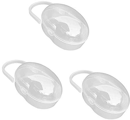 Dummy Case,3 Pack Transparent Pacifier Storage Box with Portable Handle Soother Pacifier Boxes BPA Free Baby Nipple Cases Prevent Bacterial Dust for Travel