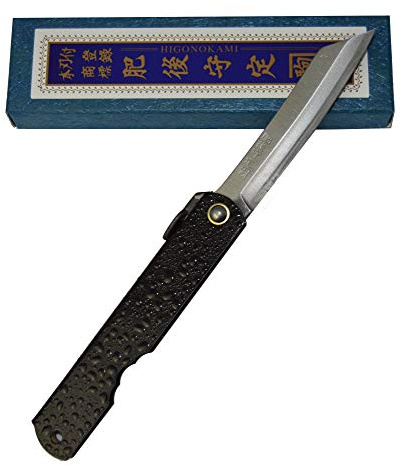 HIGO NO KAMI Klappmesser Taschenmesser Warikomi Japanisches handgefertigtes Splash Black Handgefertigt in Japan von Nagao Kanekoma