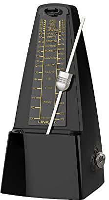 Linrax M1 Metrónomo Mecánico para Piano Guitarra Bass Bajo Ukelele Batería Drum Violín y Otros Instrumentos Musicales, Rastrear Tempo y Ritmo, Sonido Fuerte, Alta Precisión, Negro