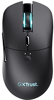 Trust Gaming GXT 980 Redex Wiederaufladbare Kabellose Gaming-Maus, 200-10.000 DPI, Geringer Latenz, RGB-Maus, 6 Programmierbare Tasten, USB-Dongle, PC-Maus für Laptop, Computer, Windows – Schwarz