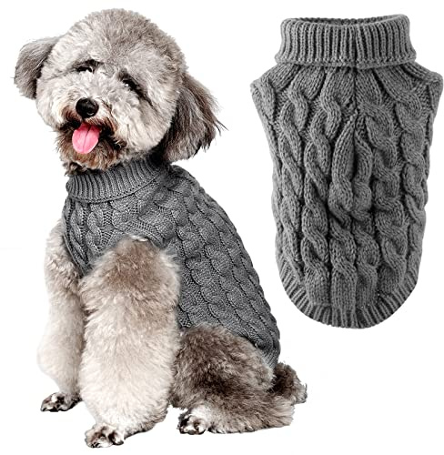 FWLWTWSS Hundepullover, Winter Warmer Hundepullover Kleine Hunde Rollkragen Strickpullover Hunde Pullover Weich Hundekleidung Hundepulli Hund Kleidung für Kleine Mittelgroße Hunde und Katzen X-Large