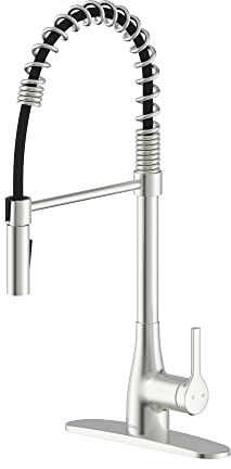 Bio Bidet Flow Kitchen Faucet with Pull Down Sprayer, Classic Spring Neck, Single Handle, Brushed Nickel