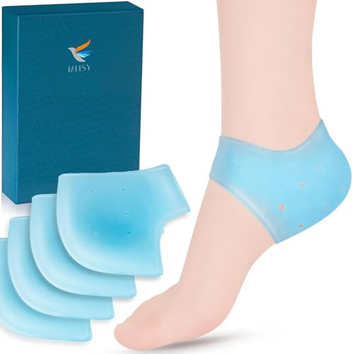 MHSY Protector de Talon Silicona, 4 PCS Gel Calcetin Talonera para Aliviar el Dolor de Talón, Fascitis Plantar, Tendinitis de Aquiles, Talones Agrietados, Talones Doloridos, para Mujeres y Hombres