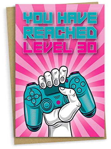 Geburtstagskarte zum 30. Geburtstag, mit englischer Aufschrift You Have Reached Level 30, Grußkarte für 30 Jahre alten Gamer, Geburtstagsgeschenk für erwachsenen Sohn oder Tochter, für Ihn, Enkel,