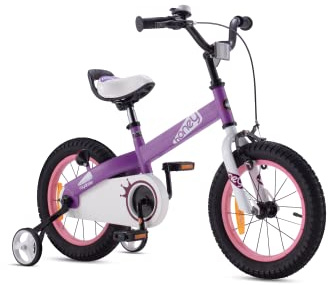 RoyalBaby Button Honey Kinder Fahrrad Kleinkind Fahrrad 14 16 18 Zoll, Rücktrittbremse mit Training Räder Kickstand, Unisex Mode Stile Blau Lilac