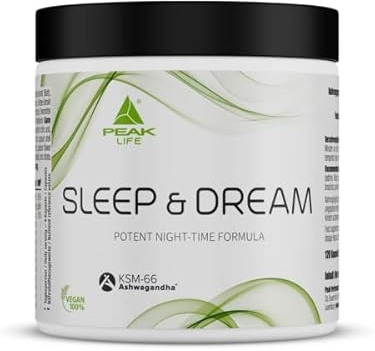 PEAK Sleep & Dream - 120 Kapseln I 30 Portionen I All-In-One Schlafunterstützung zur Beruhigung mit Melatonin, Ashwagandha KSM-66®, Baldrian, Melisse, Passionsblume, Vitaminen und Mineralstoffen