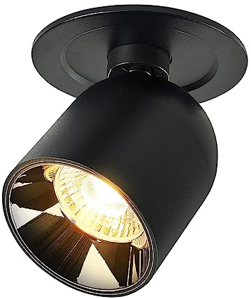 Dr.lazy 12W LED Faretto da incasso, Luci da incasso, Faretto Lampada, plafoniera faretto, Lampade da soffitto, Faretto Orientabili, Spot light, IP20, Foro di montaggio 75mm (Nero/Bianco Caldo)