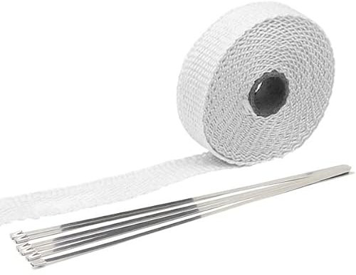 Exhaust Wrap Thermal Tape For Exhaust Wrap Insulator Glass Wool Insulation 5cm*5M 10M 15M 20M Fiberglass Resistant Stainless Ties Exhaust Heat Wrap (Color : 5x20 White)